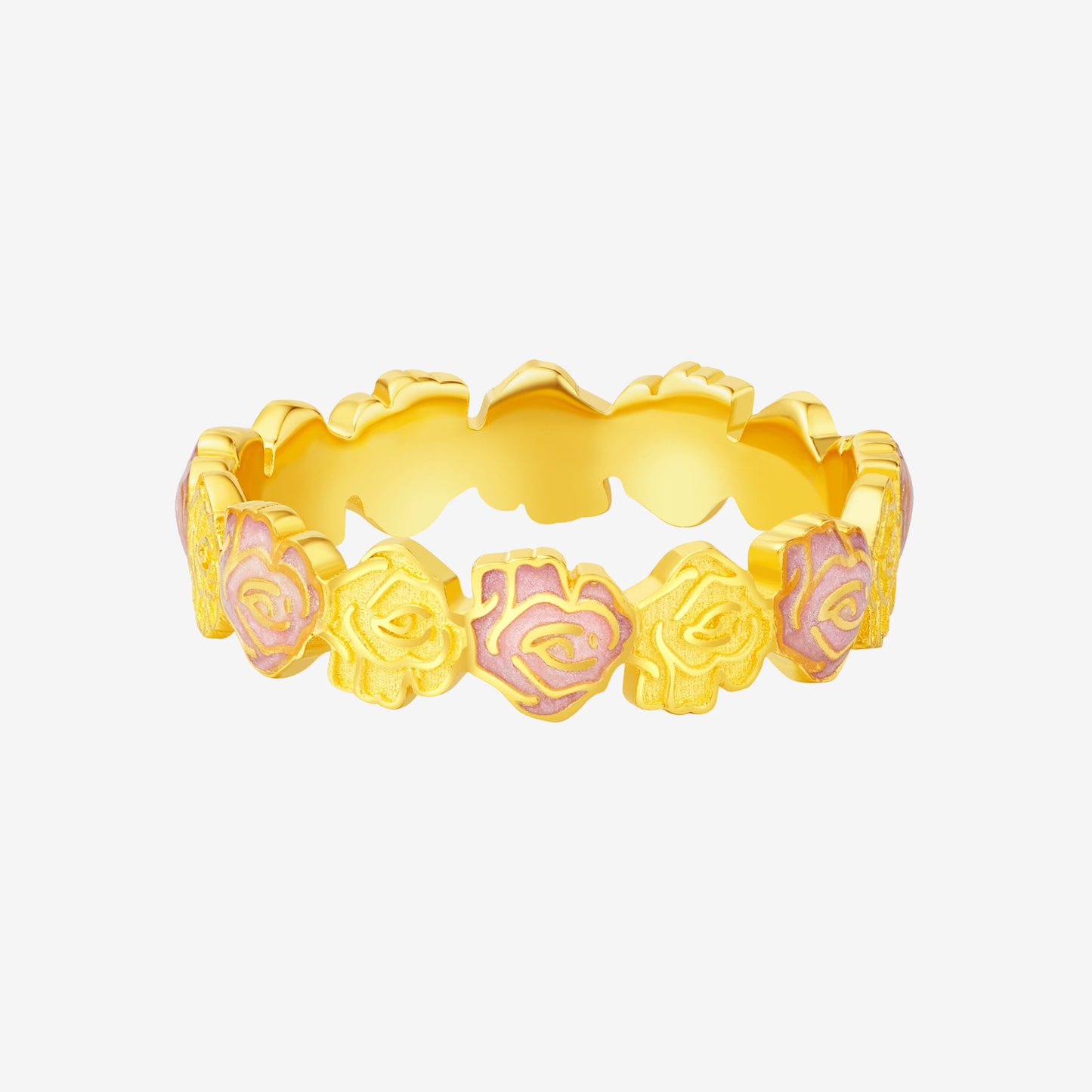 Monet Garden Series 24K Gold Enamel Rose Wreath Ring