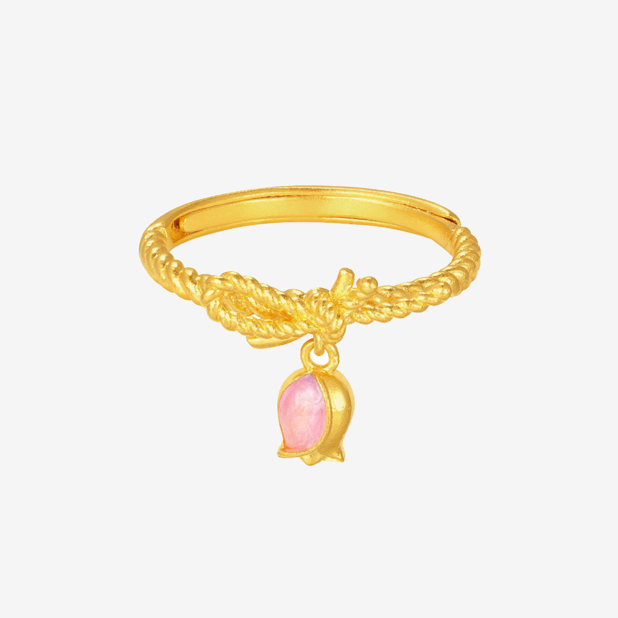 Monet Garden Series 24K Gold Enamel Pink TULIP Rings