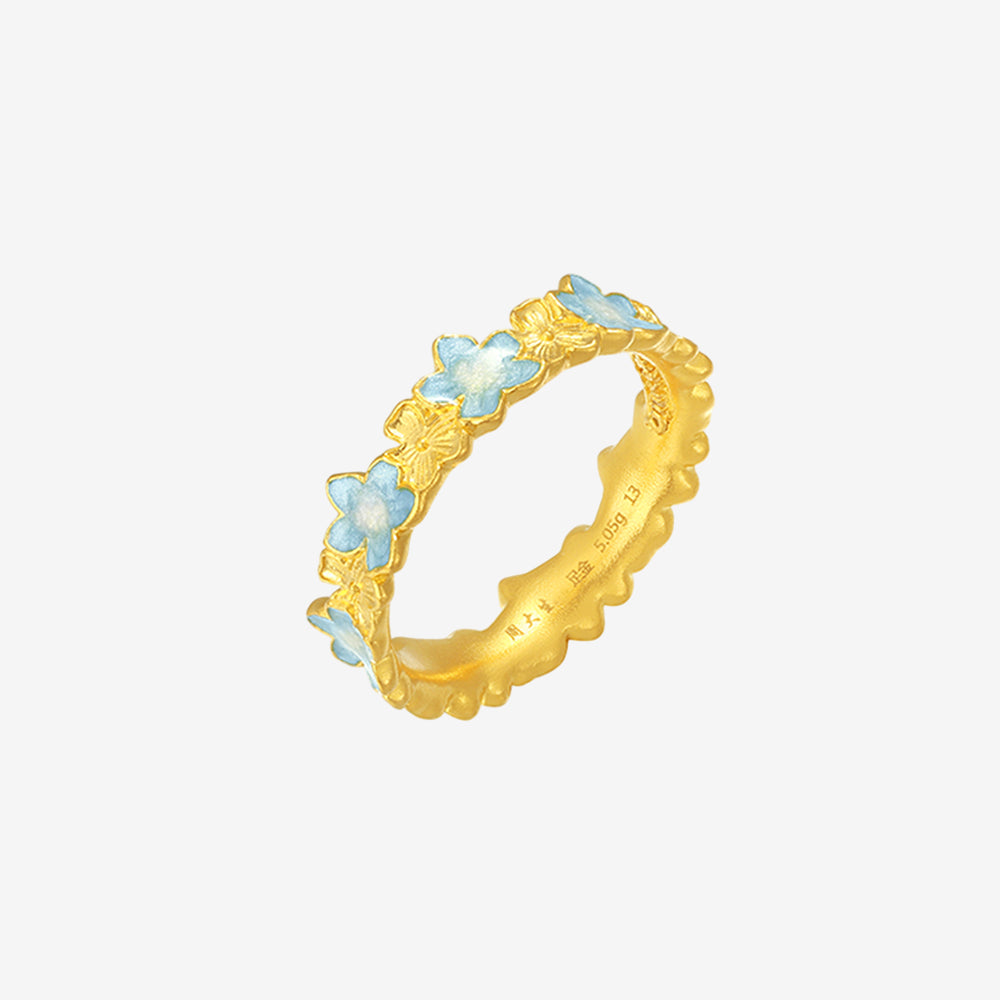 Blazing Van Gogh Series 24K Gold Almond Flowers Wreath Ring