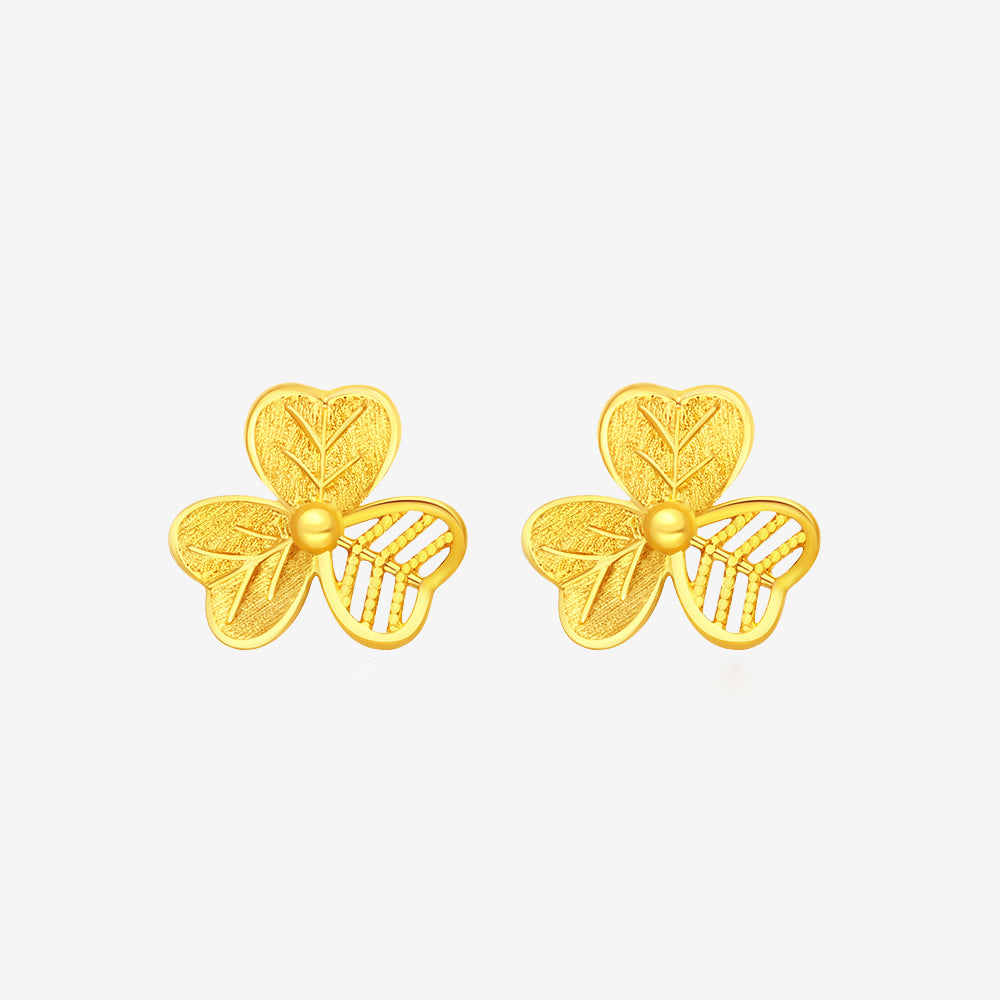 24K Gold Hollow Clover Earrings