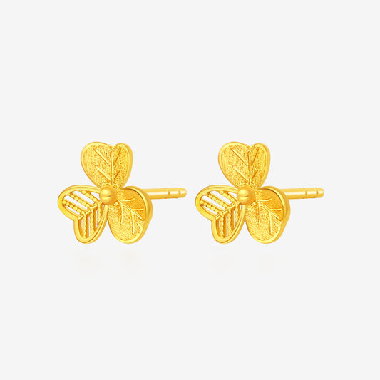 24K Gold Hollow Clover Earrings