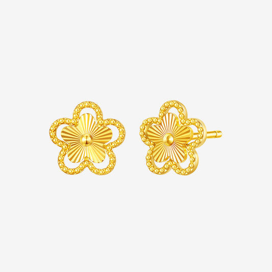 24K Gold Hollow Peach Blossom Earrings