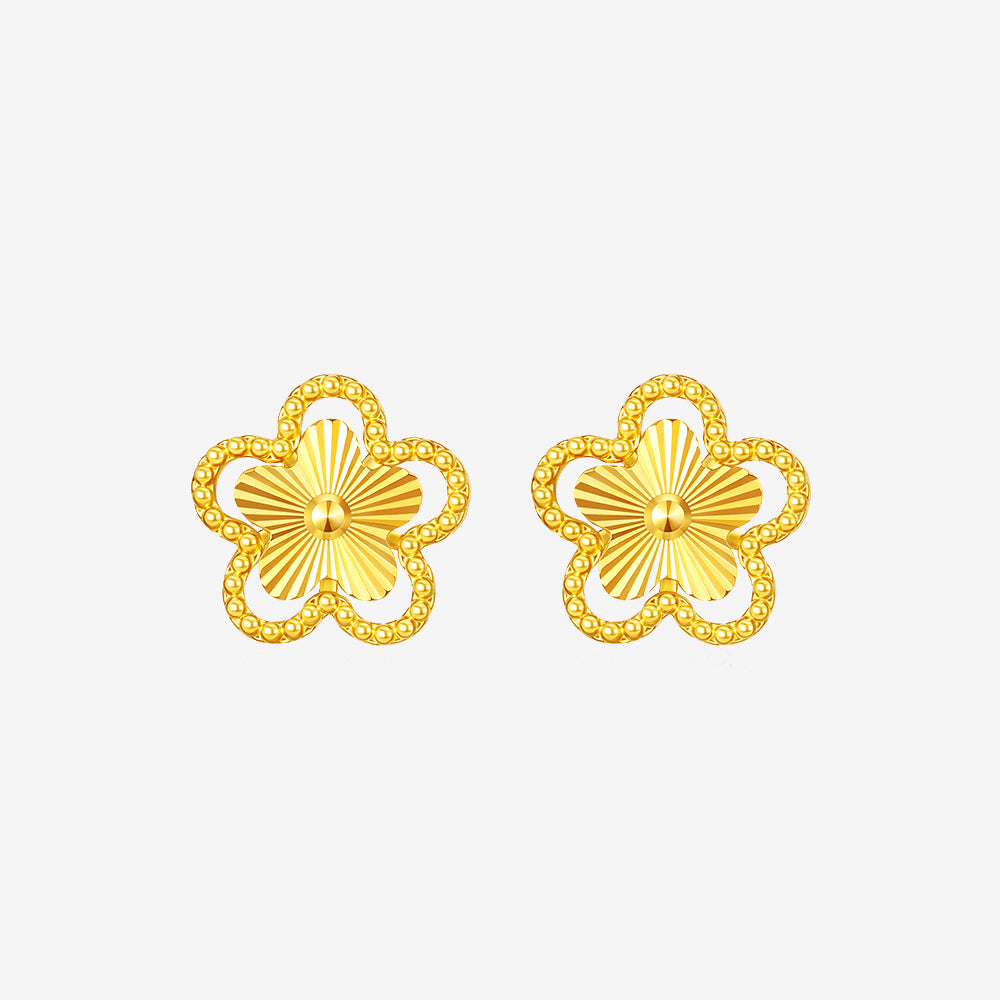 24K Gold Hollow Peach Blossom Earrings