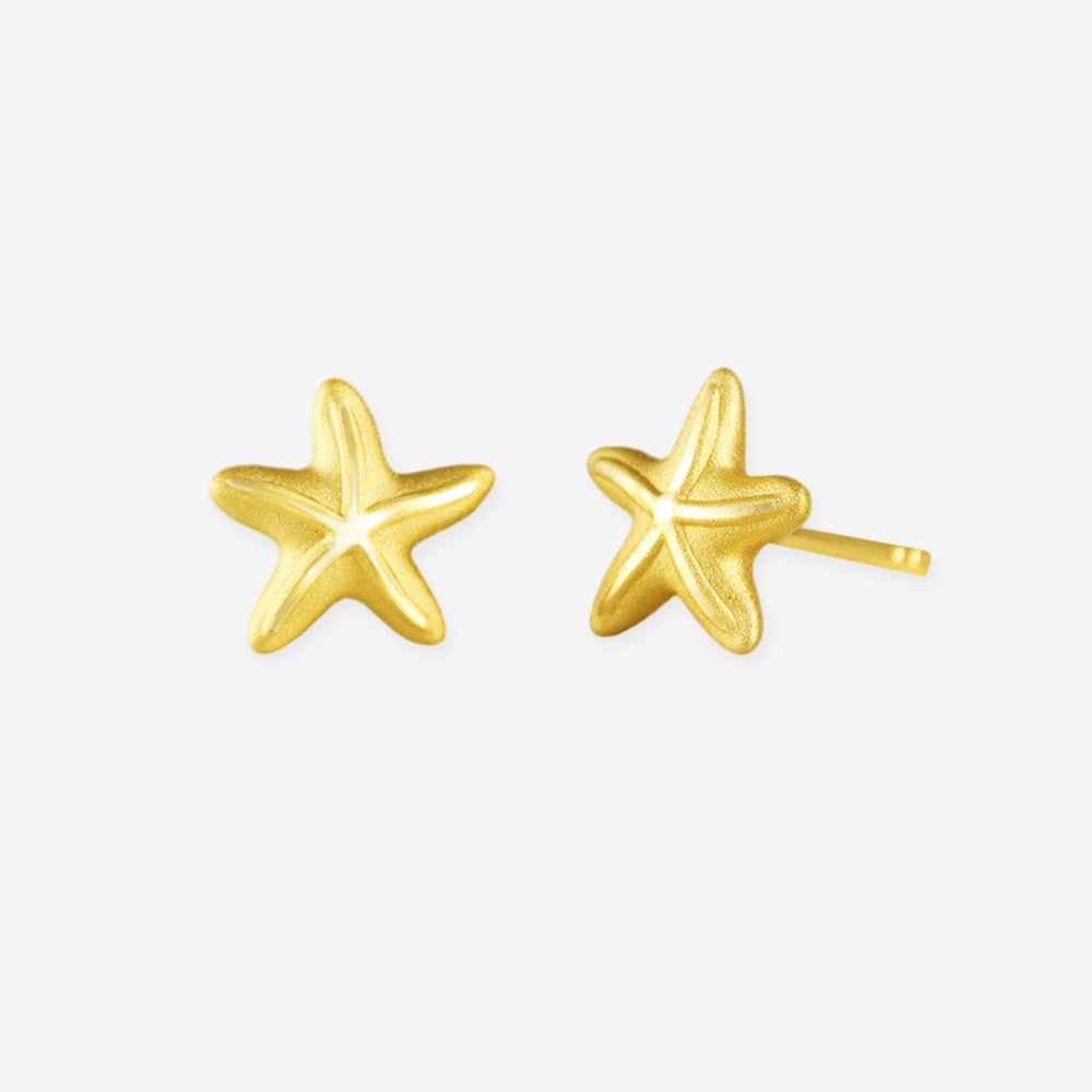 24K Gold Cool Starfish Stud Earrings