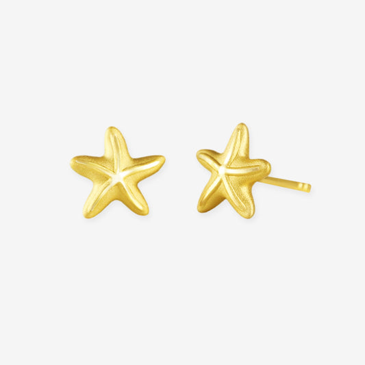 24K Gold Cool Starfish Stud Earrings