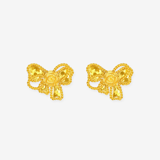 Monet Garden Series 24K Gold Crush Ice Rose Earrings