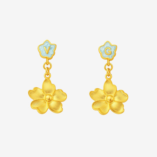 Blazing Van Gogh Series 24K Gold VG Almond Blossom Earrings