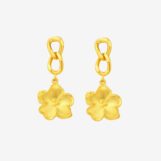 Blazing Van Gogh Series 24K Gold Almond Blossom Earrings