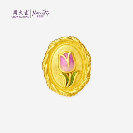 Monet Garden Series 24K Gold Enamel Tulip Rope Charm