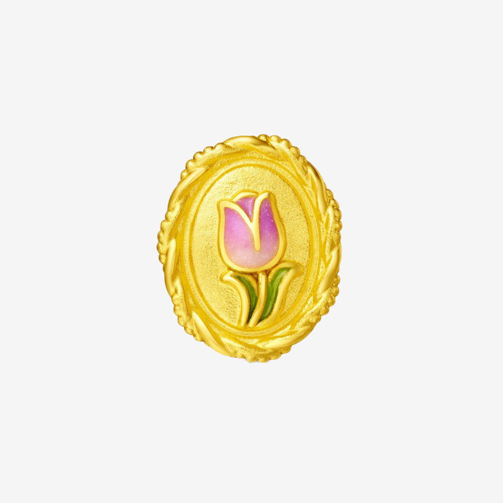 Monet Garden Series 24K Gold Enamel Tulip Rope Charm