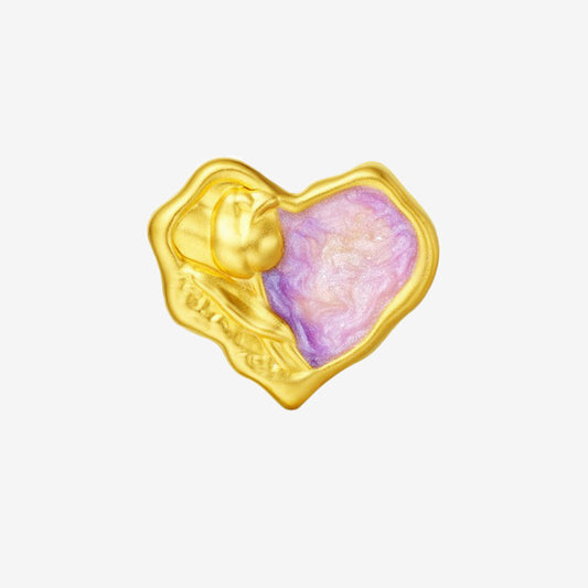 Monet Garden Series 24K Gold Enamel Tulip Heart-shaped Charm