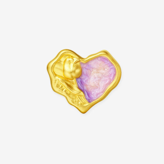 Monet Garden Series 24K Gold Enamel Tulip Heart-shaped Charm