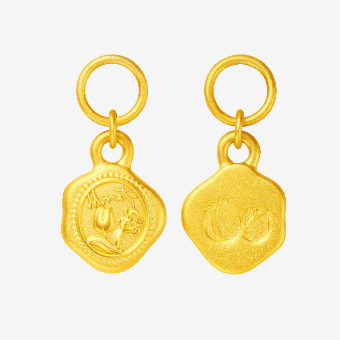 Monet Garden Series 24K Gold Tulip Wax Seal Dangle Charm