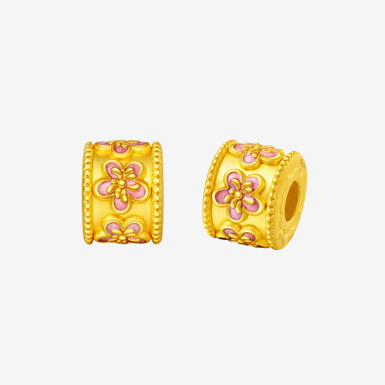 [Pre-sale] Monet Garden Series 24K Gold Enamel Peach Blossom Barrel Charm