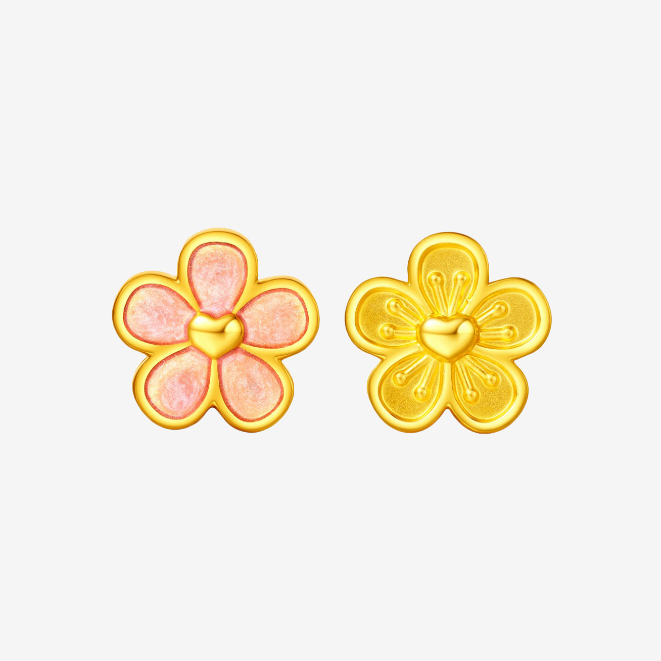 [Pre-sale] Monet Garden Series 24K Gold Enamel Peach Blossom Charm