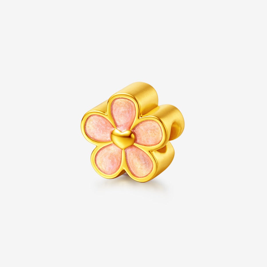 Monet Garden Series 24K Gold Enamel Peach Blossom Charm