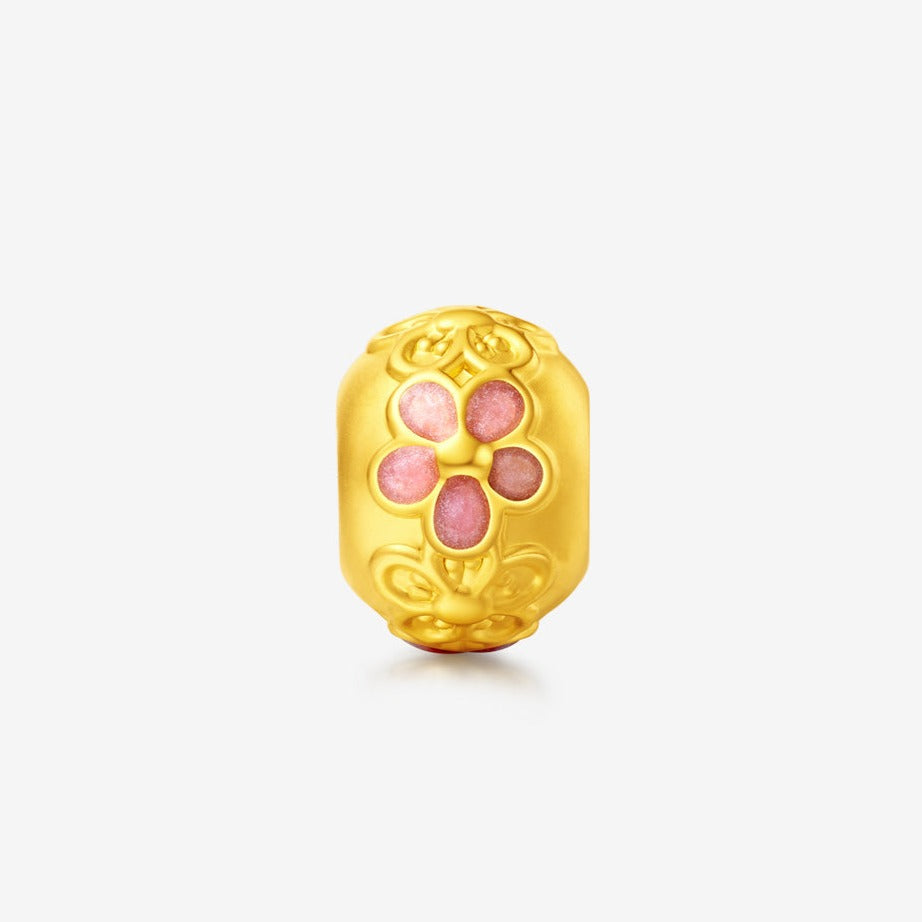 Monet Garden Series 24K Gold Enamel Peach Blossom Bead Charm