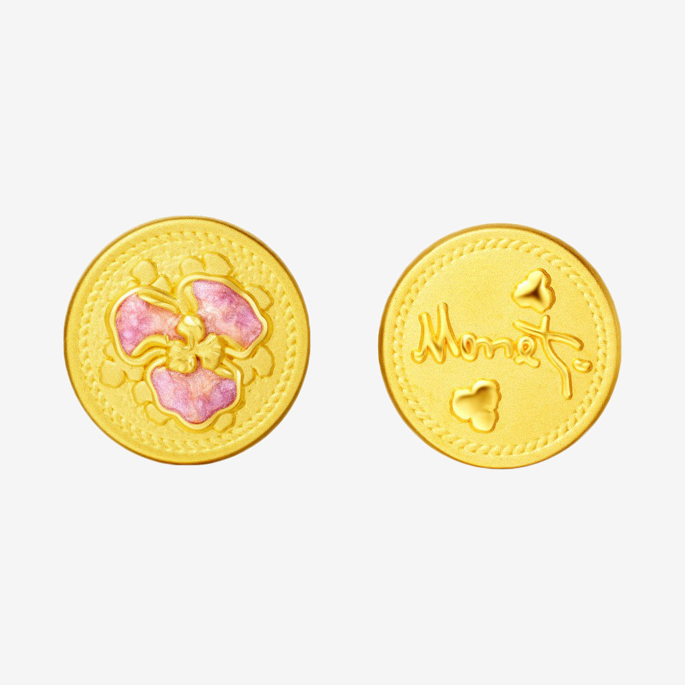 Monet Garden Series 24K Gold Enamel Iris Round Charm