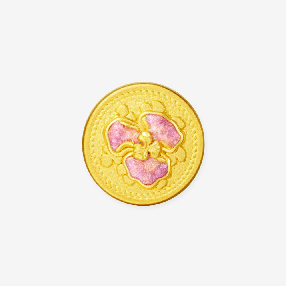 Monet Garden Series 24K Gold Enamel IRIS round Charm
