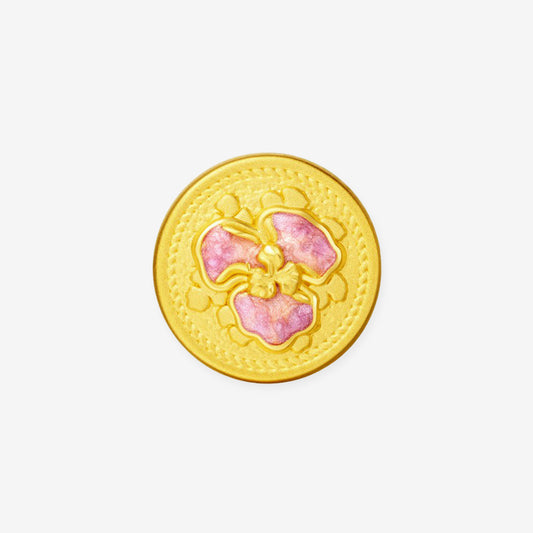 Monet Garden Series 24K Gold Enamel IRIS round Charm
