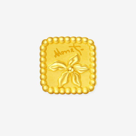 Monet Garden Series 24K Gold IRIS Square Charm