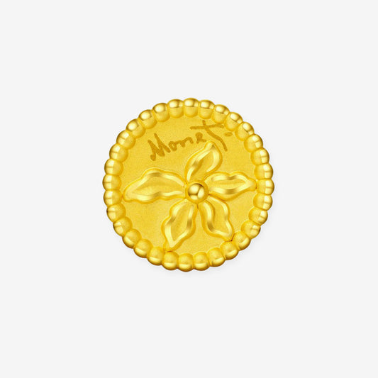Monet Garden Series 24K Gold IRIS round Charm