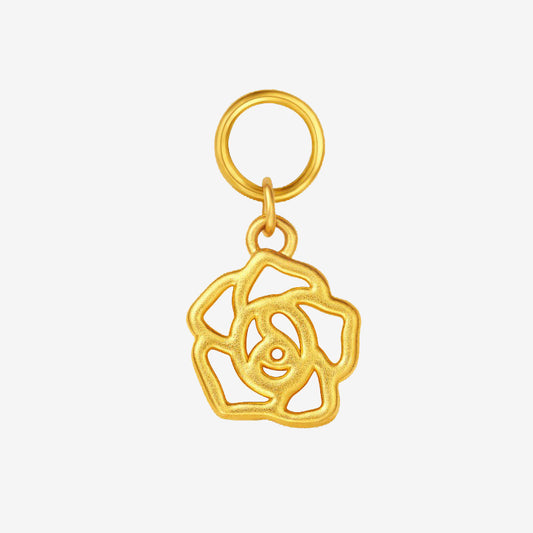 Monet Garden Series 24K Gold Hollow Rose Dangle Charm