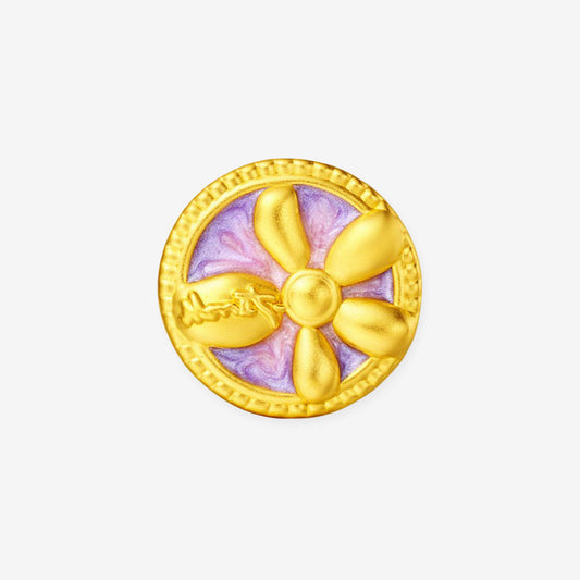 Monet Garden Series 24K Gold Enamel Orange Blossom round Charm