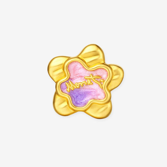 Monet Garden Series 24K Gold Enamel Orange Blossom shaped Charm