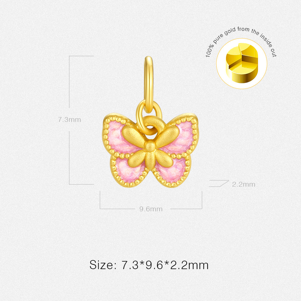 Monet Garden Series 24K Gold Enamel Flowers Butterfly Charm