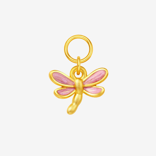 Monet Garden Series 24K Gold Enamel Dragonfly Dangle Charm