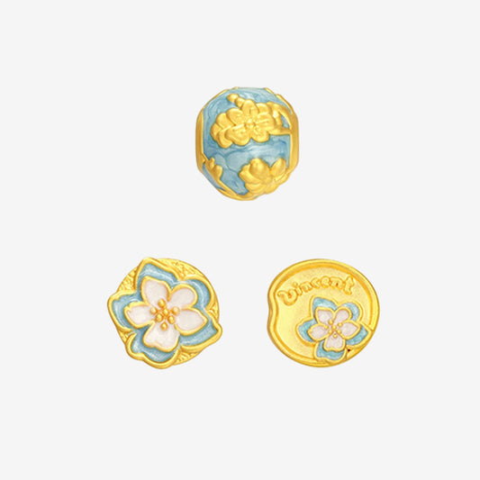 Blazing Van Gogh Series 24K Gold Blooming Almond Blossom Charm