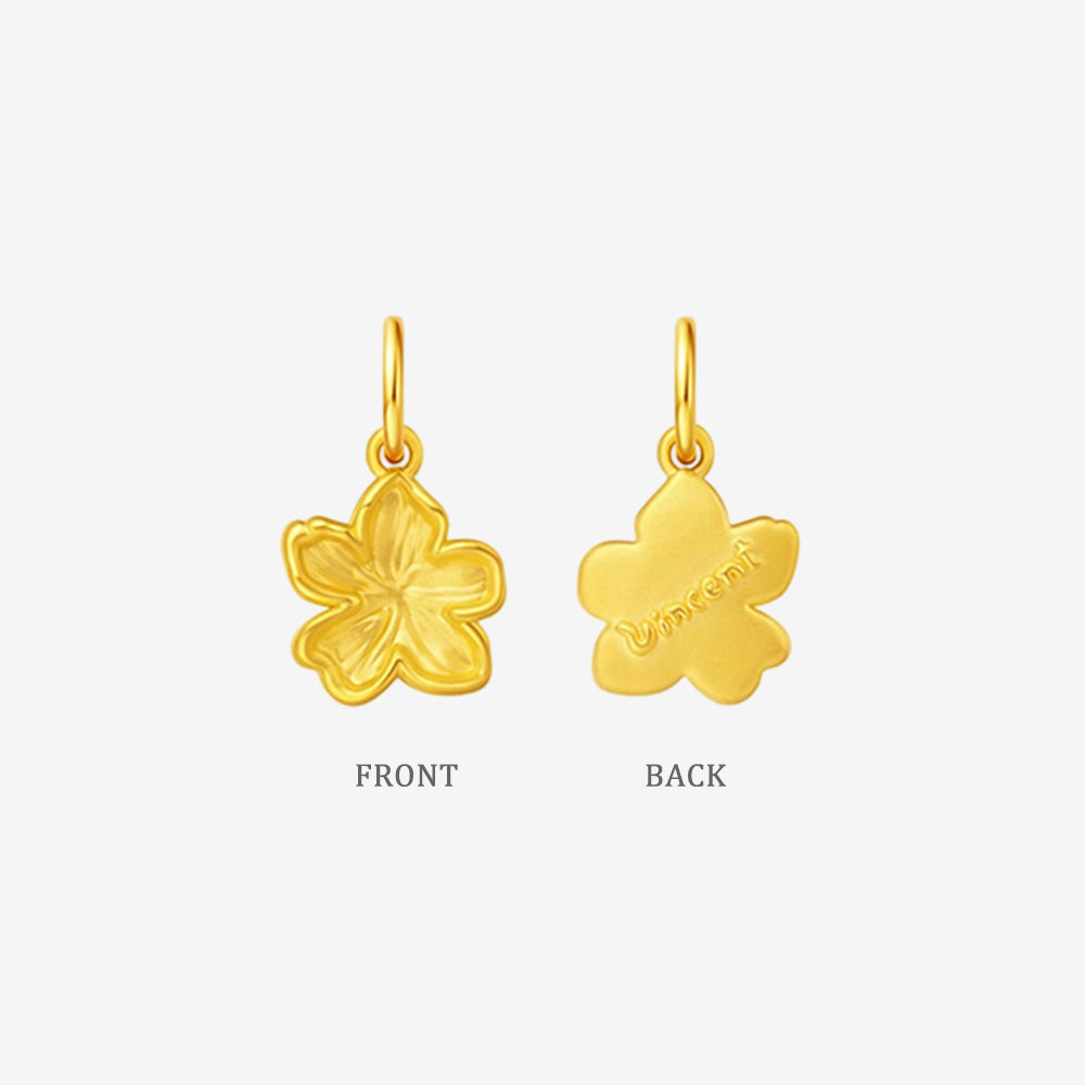 Blazing Van Gogh Series 24K Gold Almond Blossom Dangle Charm