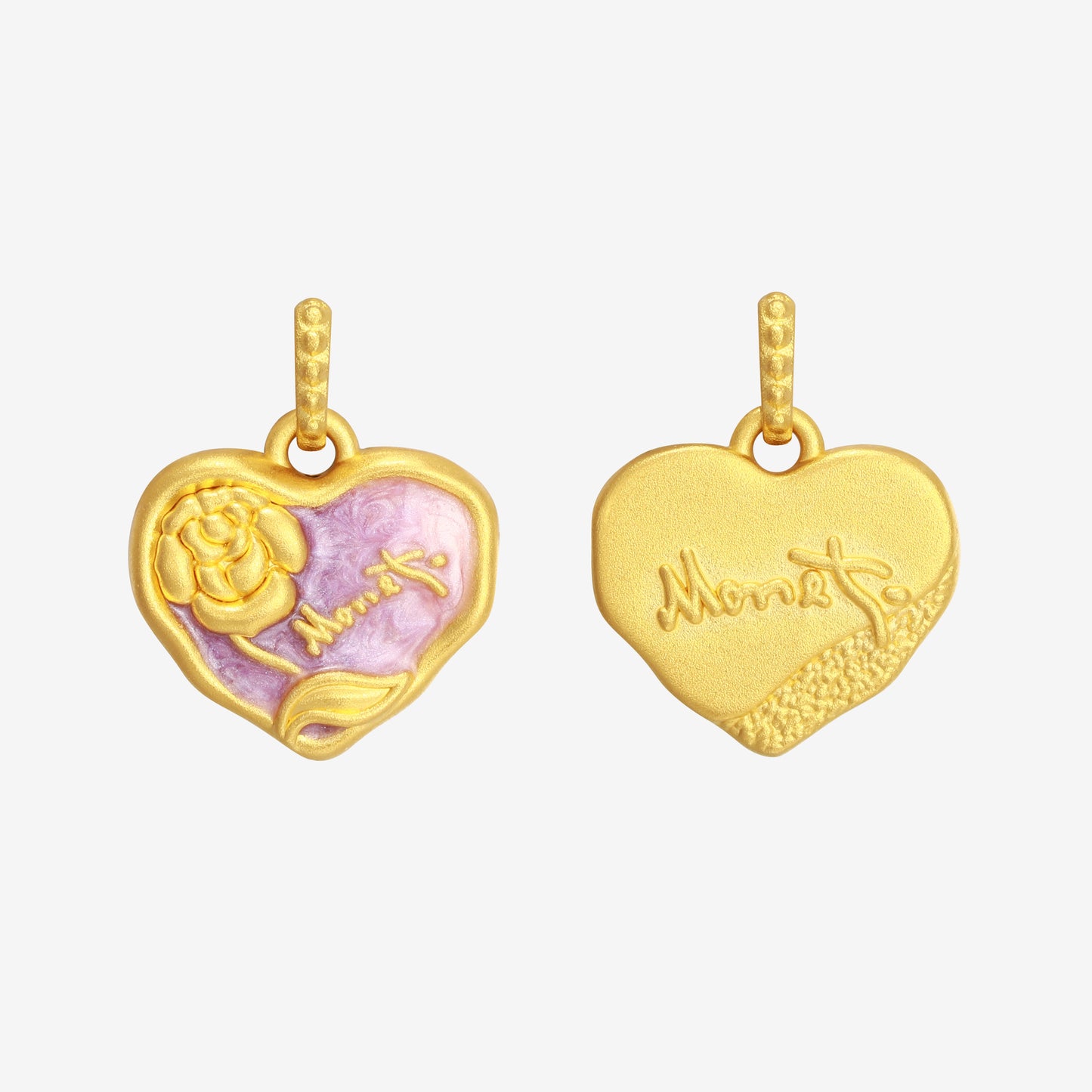 Monet Garden Series 24K Gold Rose Heart Dangle Charm