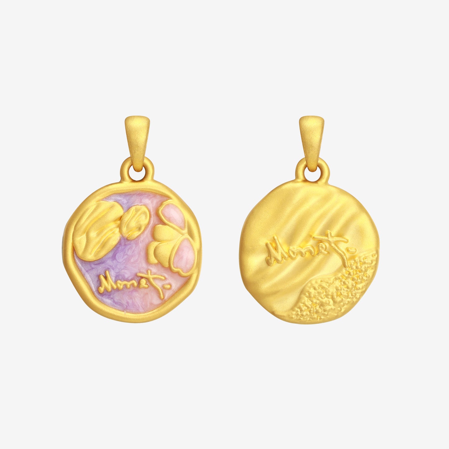 Monet Garden Series 24K Gold Water Lily Round Dangle Charm