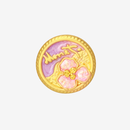 Monet Garden Series 24K Gold Fantasy Iris Round Charm