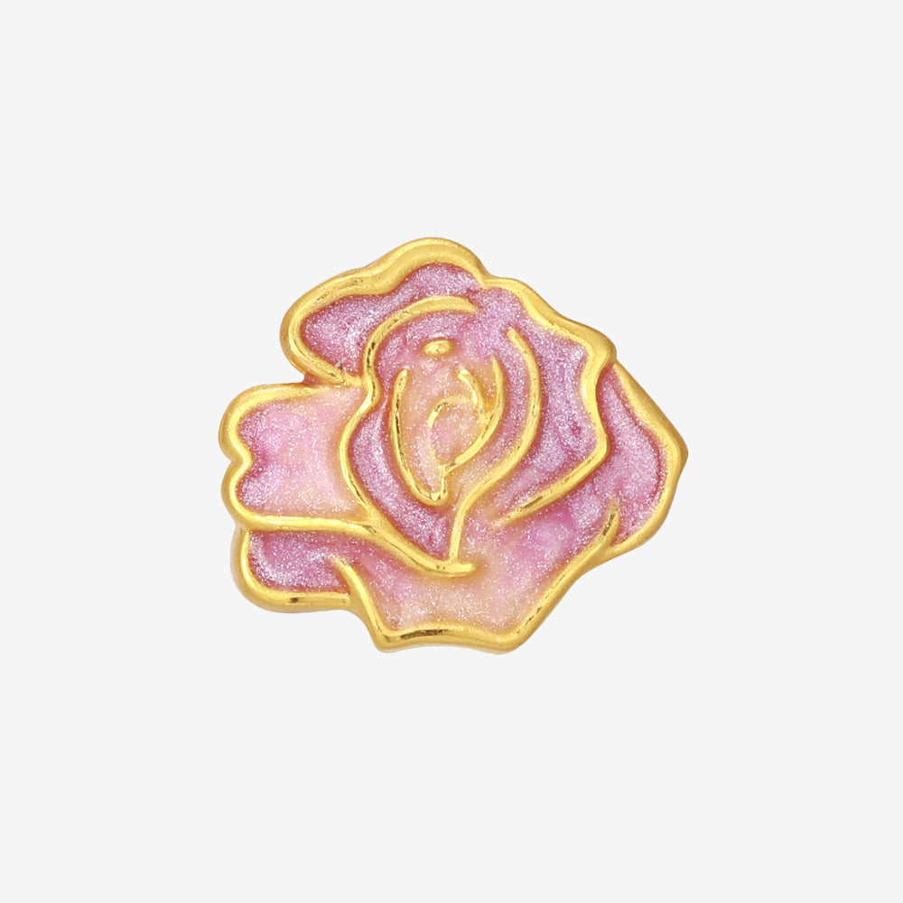 Monet Garden Series 24K Gold Luminous Enamel Blooming Rose Charm