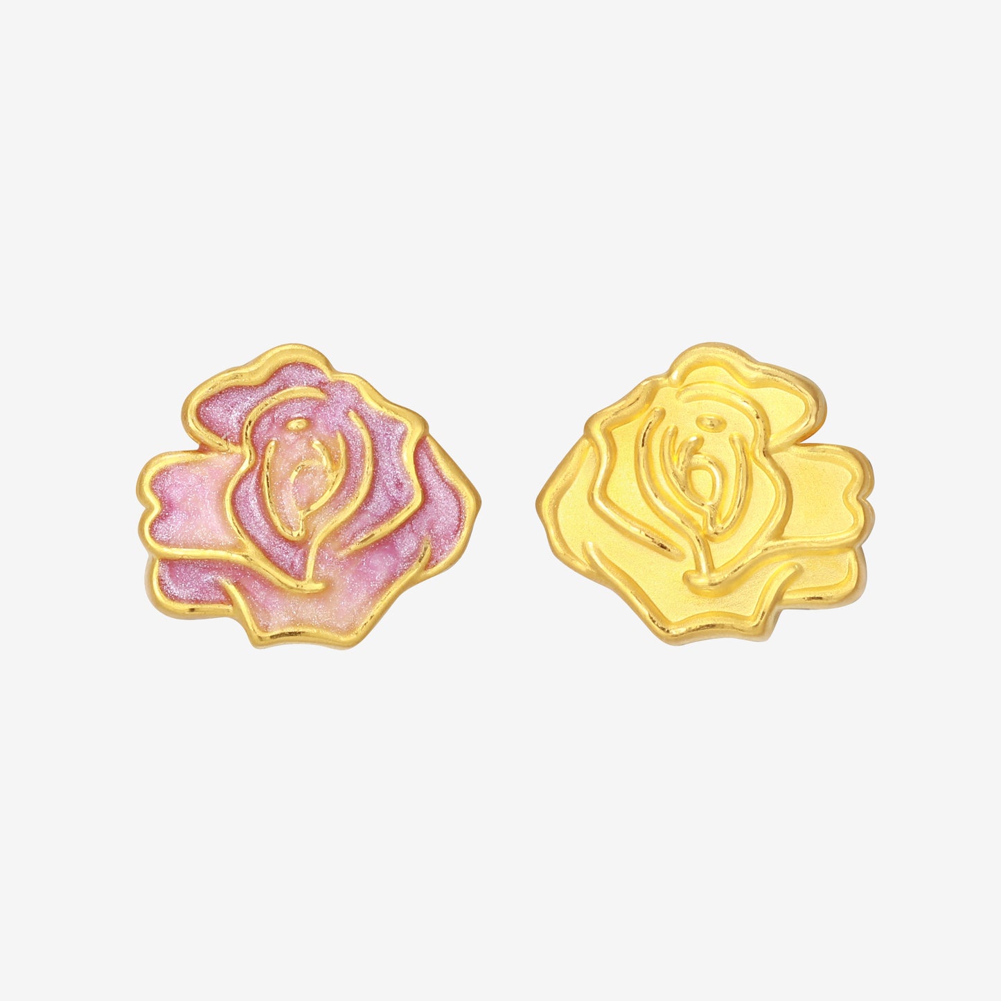 Monet Garden Series 24K Gold Luminous Enamel Blooming Rose Charm