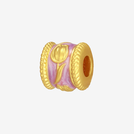 Monet Garden Series 24K Gold Vintage Tulip Barrel Charm