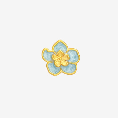 24K Gold Blue Almond Blossoms Flower Charm