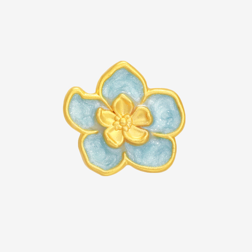 Blazing Blue Almond Flower Series 24K Gold Art Charm Set