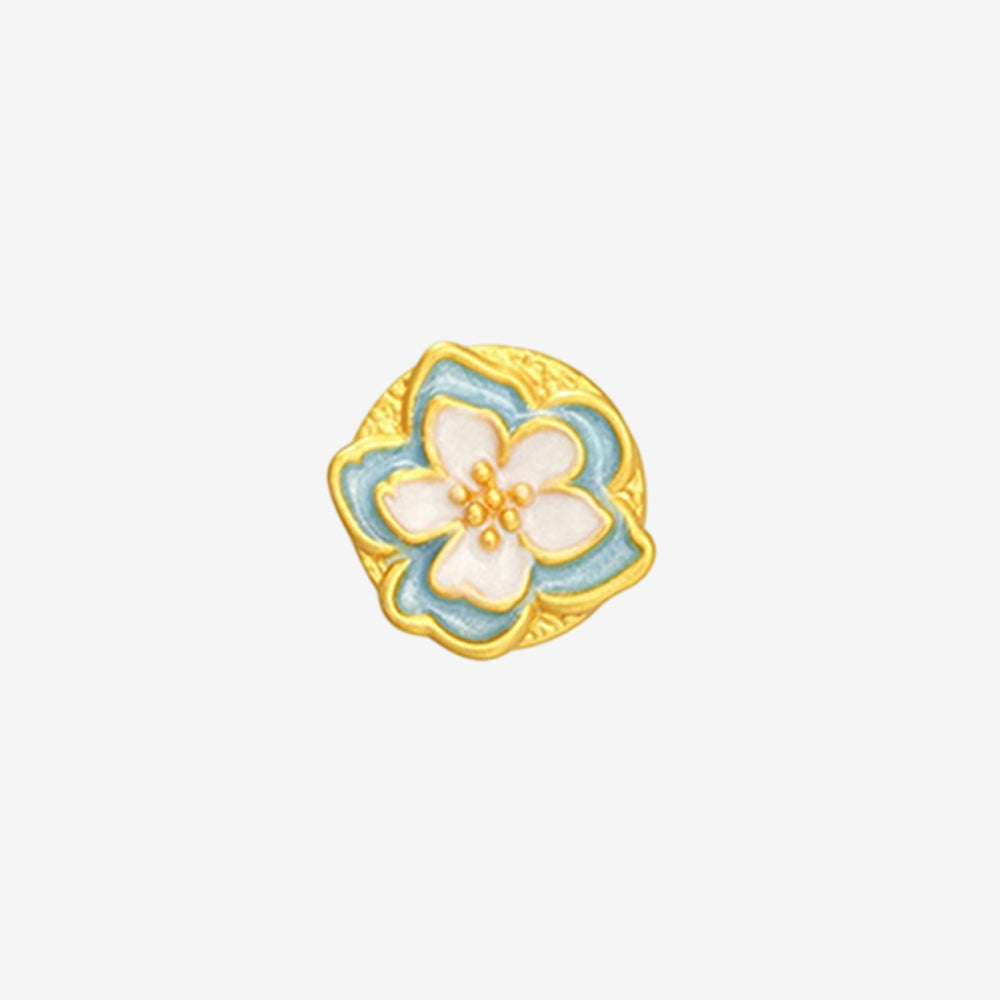 Blazing Van Gogh Series 24K Gold Blooming Almond Blossom Charm