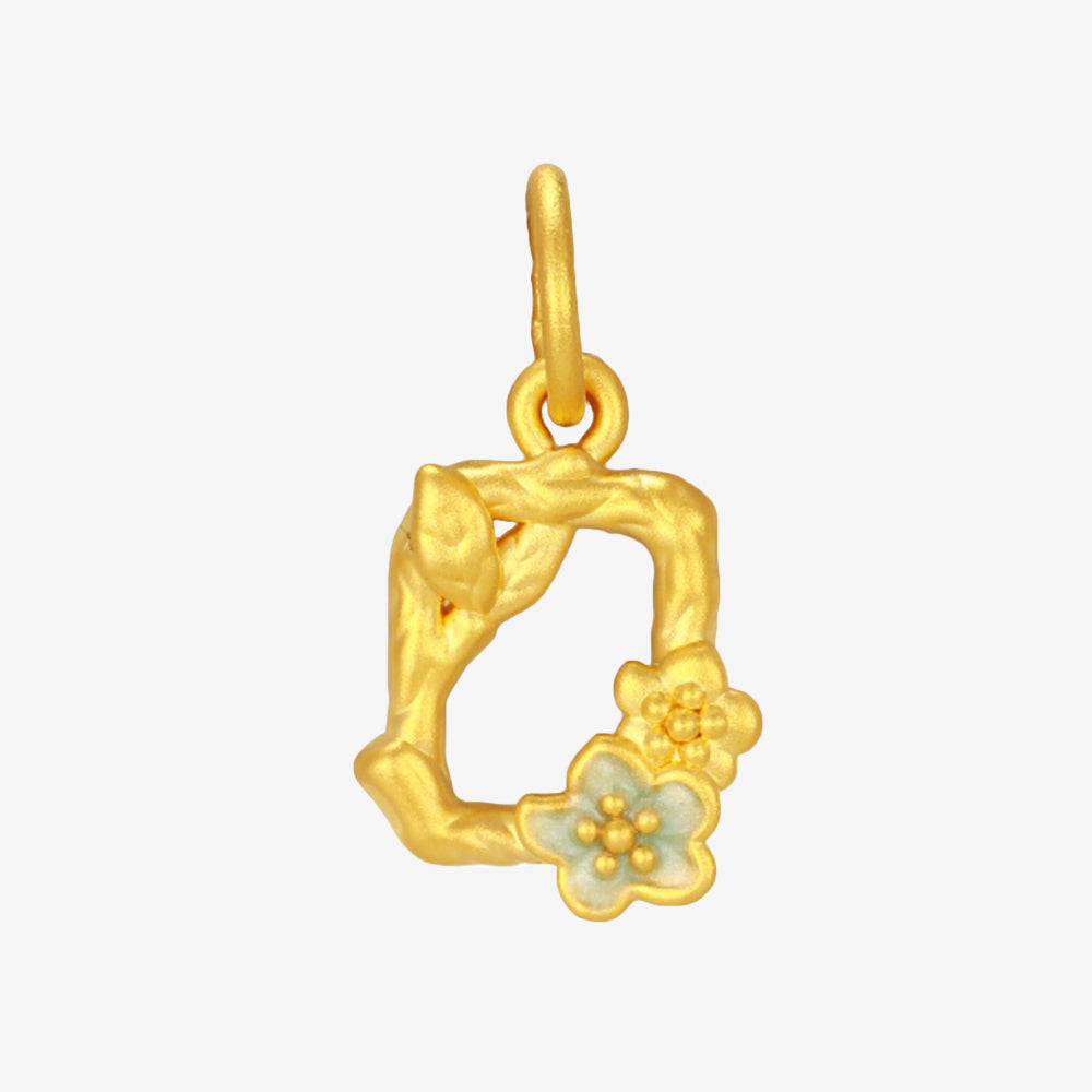 Blazing Blue Almond Flower Series 24K Gold Art Charm Set