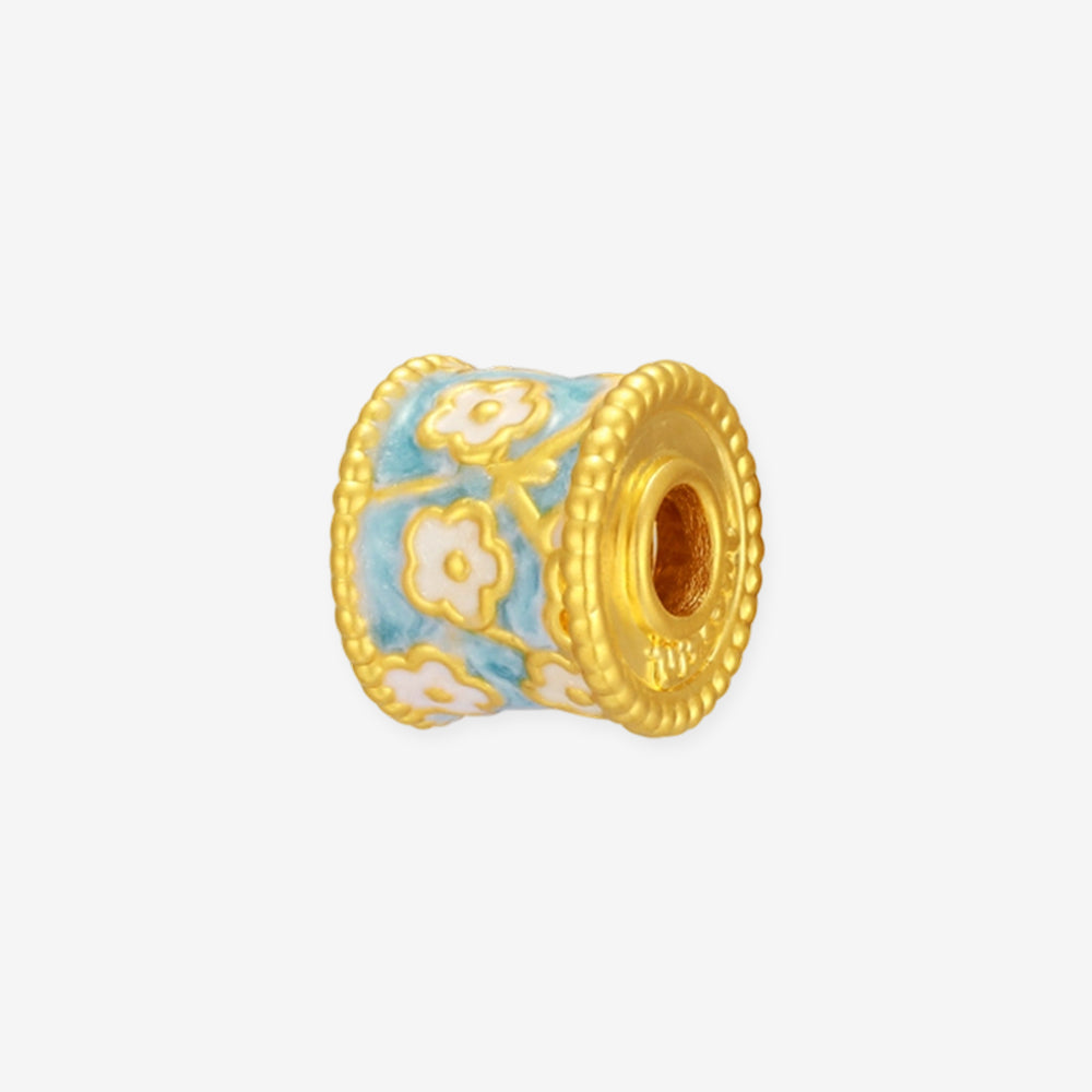 [Pre-sale] Blazing Van Gogh Series 24K Gold Enamel Almond Blossom Barrel Charm