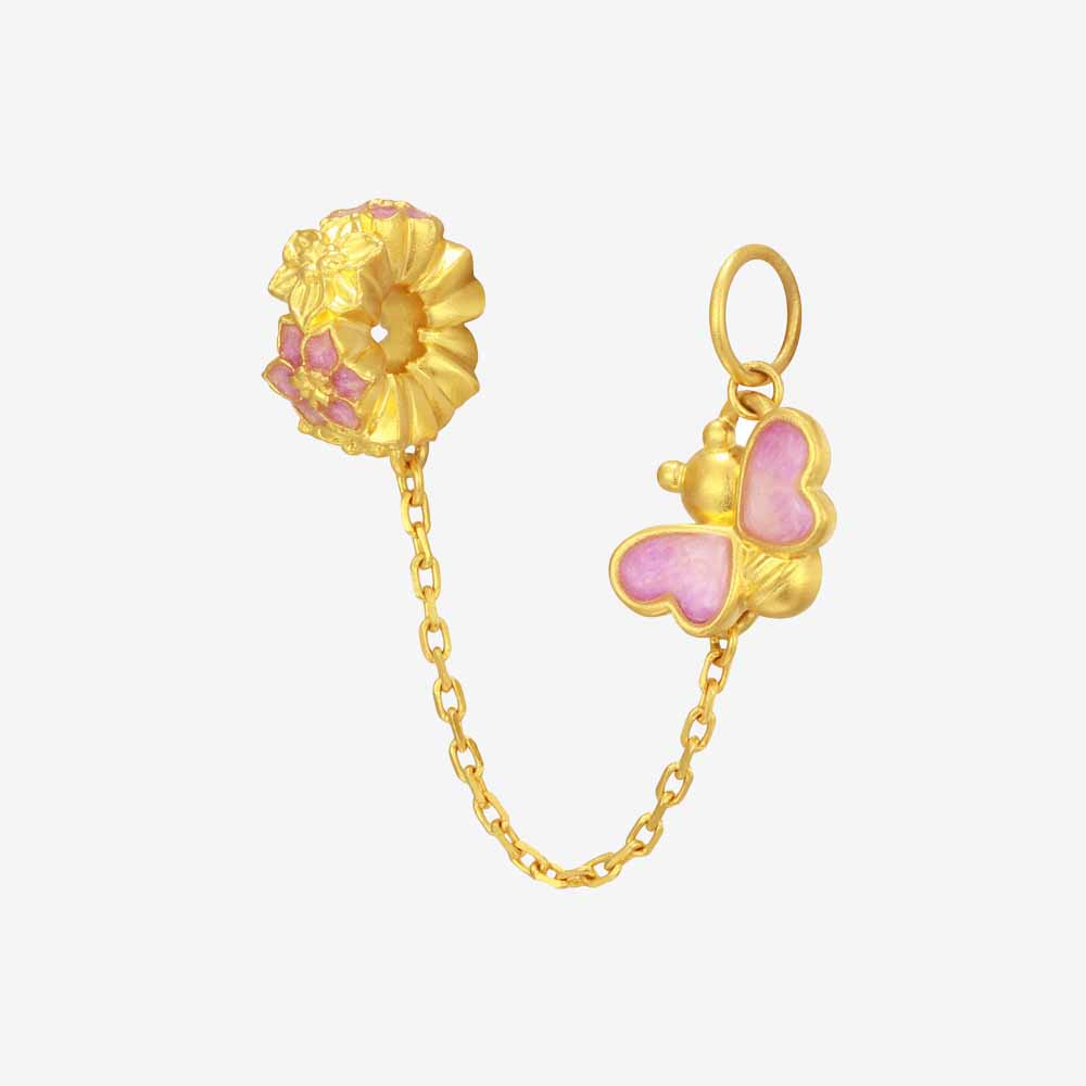 Monet Garden Series 24K Gold Daffodil Bee Chain Charm