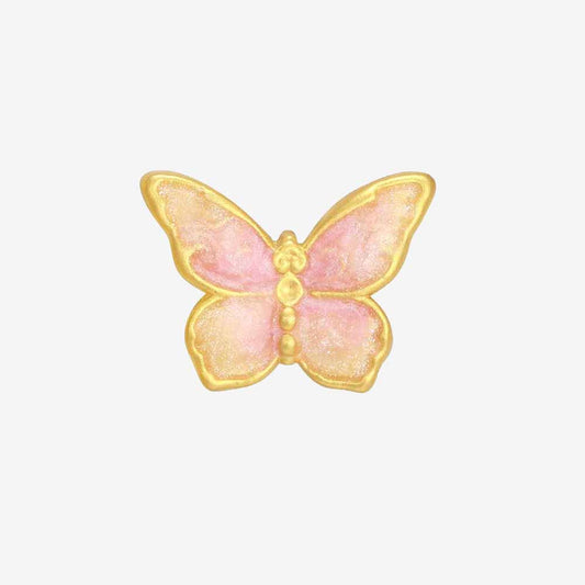 Monet Garden Series 24K Gold Luminous Enamel Light Pink Butterfly Charm