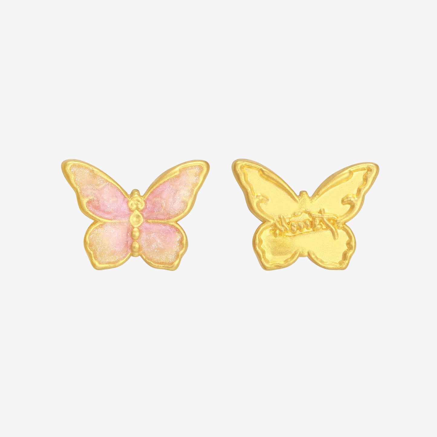 Monet Garden Series 24K Gold Luminous Enamel Light Pink Butterfly Charm