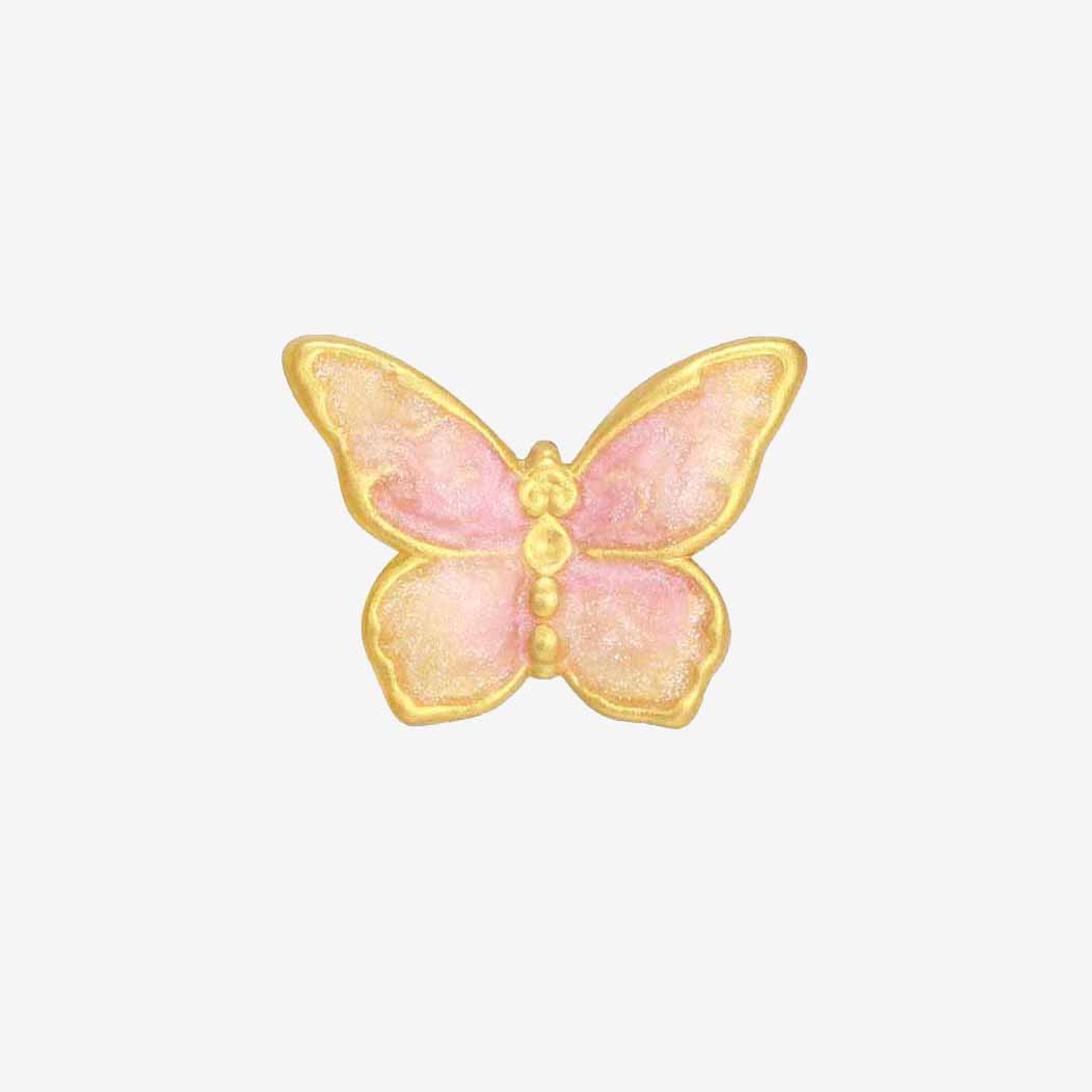 Monet Garden Series 24K Gold Luminous Enamel Light Pink Butterfly Charm