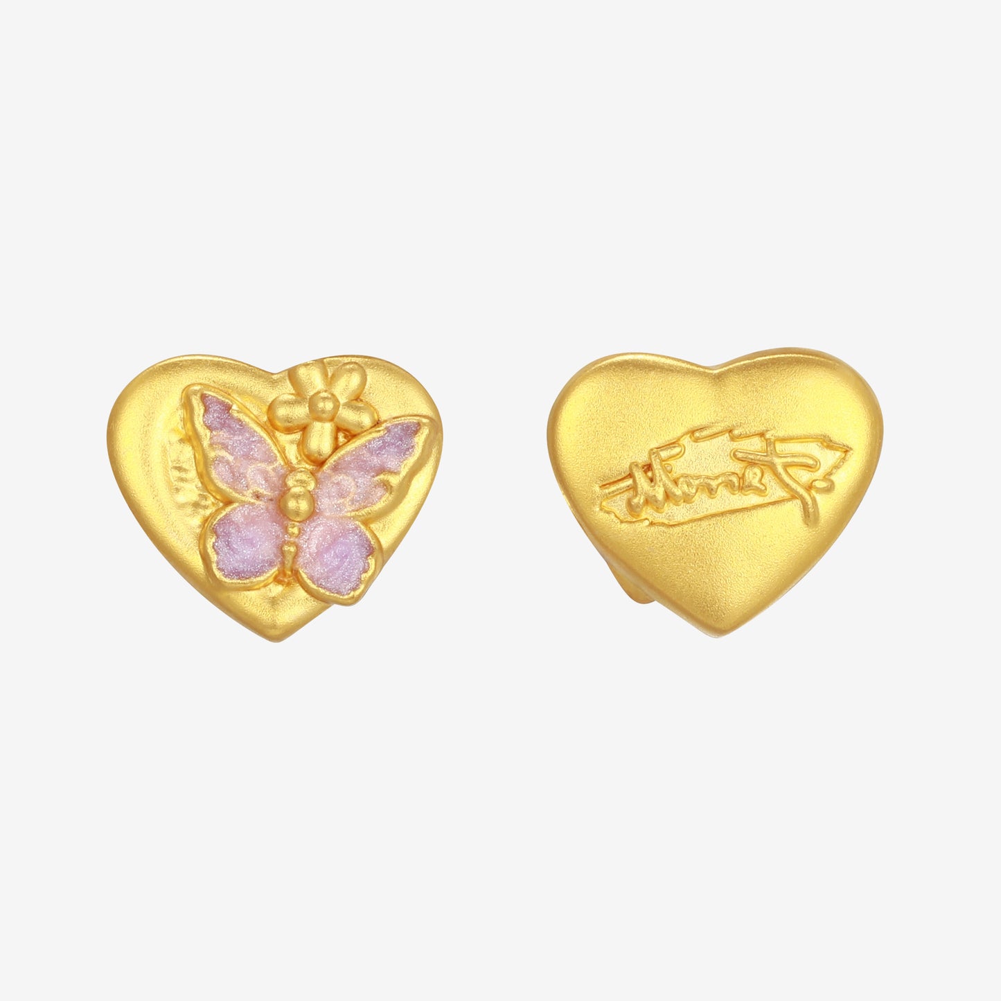 Monet Garden Series 24K Gold Flower Butterfly Heart Charm