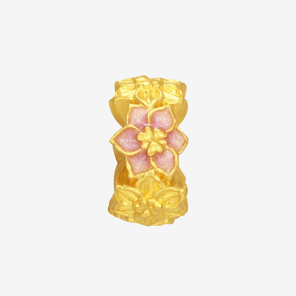 Monet Garden Series 24K Gold Daffodils Flower Barrel Charm